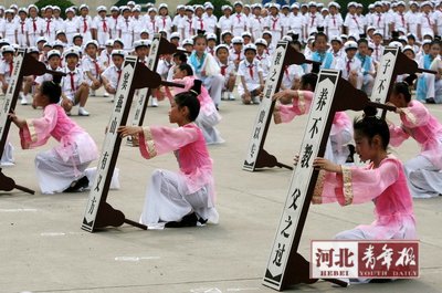 石家庄数百小学生跳起“国学操”(图)