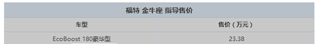 售价23.38万元 金牛座1.5T车型正式上市